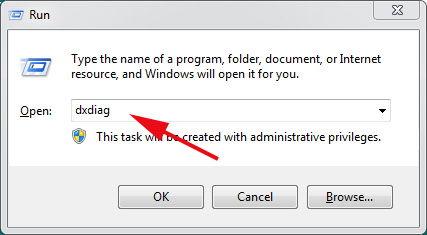 open Run dialog and type dxdiag in the text box