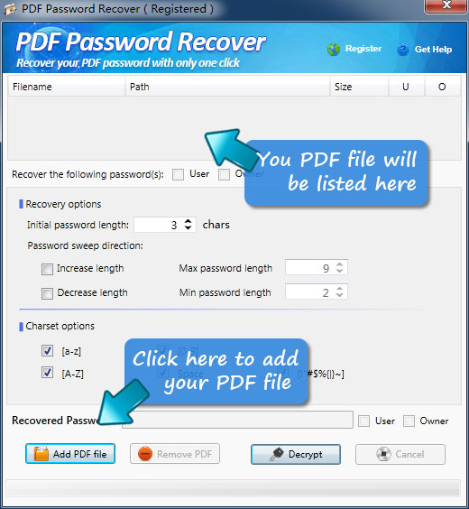 recover pdf password serial