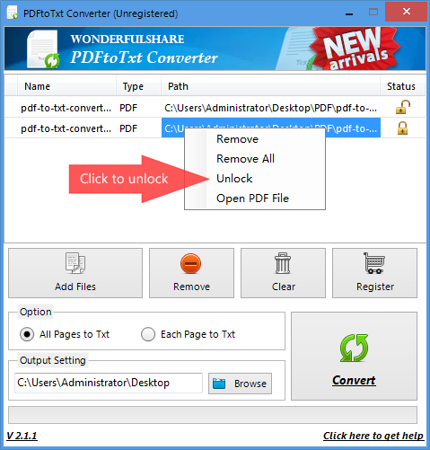 unlock the PDF file with password