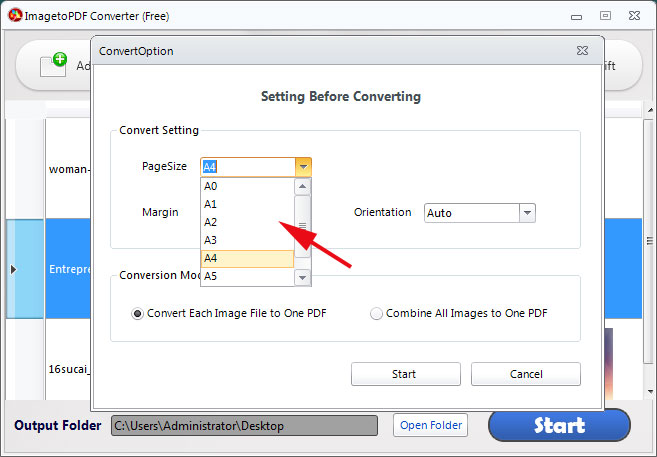 set page size for your PDF files, from A1 to A6