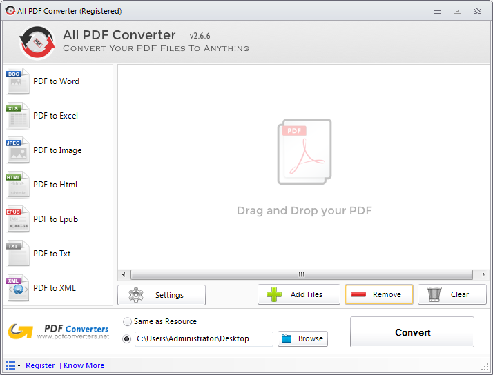 screenshot of All PDF Converter 2.6.6
