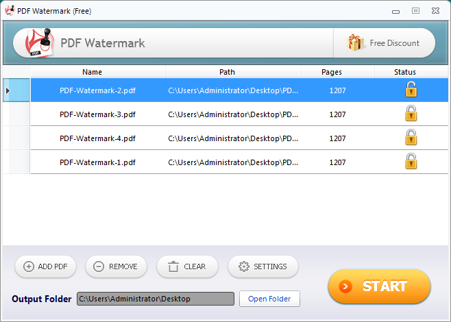 Screenshot of PDF Watermark with added PDF files