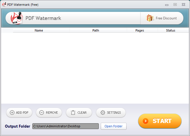 Screenshot of PDF Watermark interface