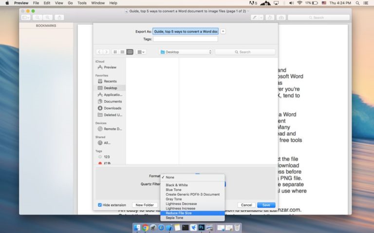 mac os preview shrink pdf size
